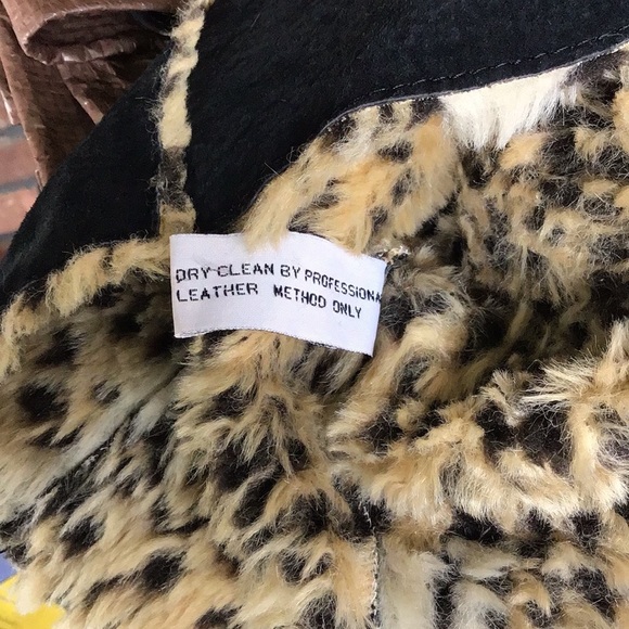 Hi Gorgeous Suede Pig Split Black Leopard Jacket Small - Picture 13 of 14